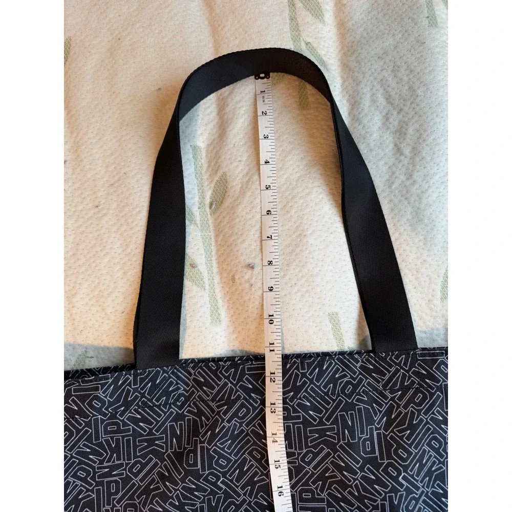 Victoria's Secret PINK Black White Logo Print Zipper Tote Bag Large Gym Beach
